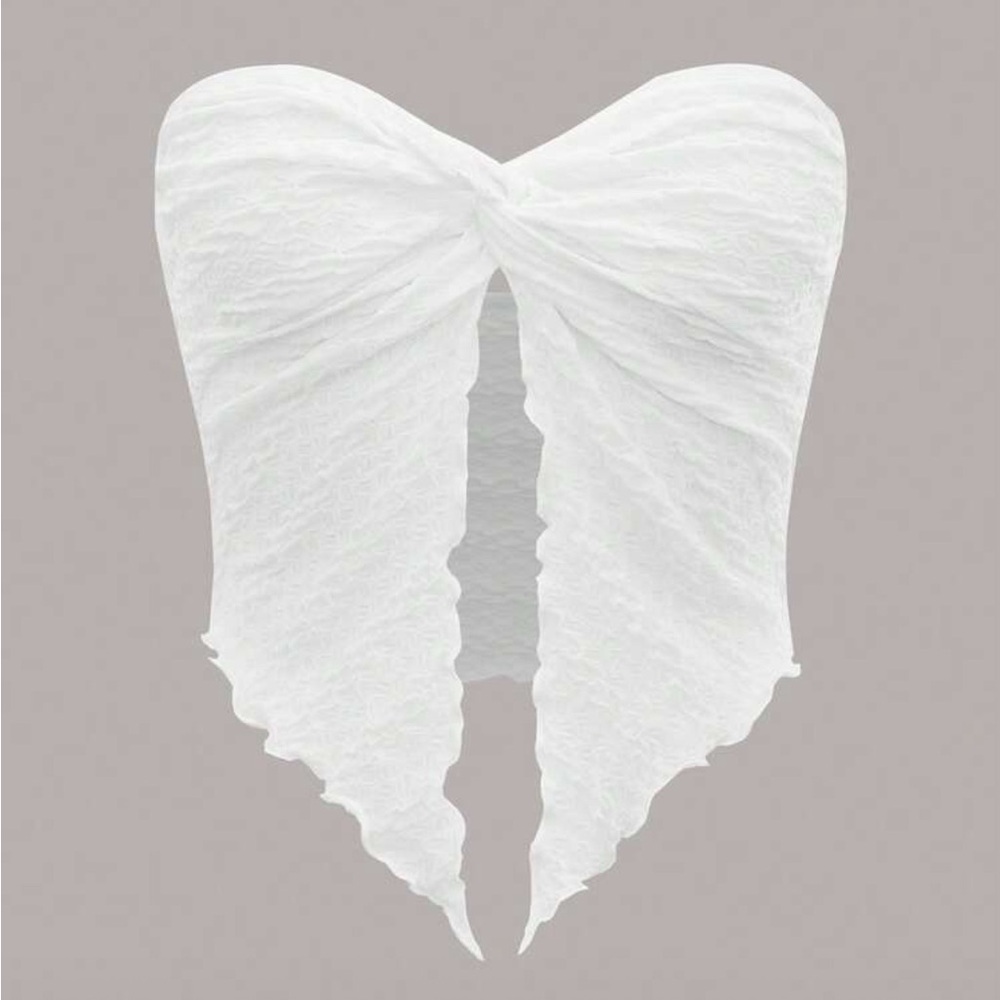 SHEIN White Textured Tie-Front Top